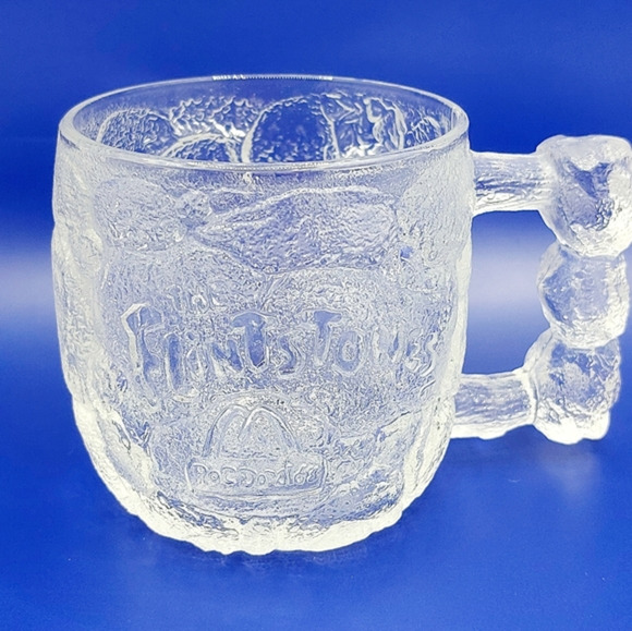 Vintage Rocky Road 1993 McDonald’s Flintstones Glass Coffee Mug Cup Embossed‎ - Picture 1 of 7